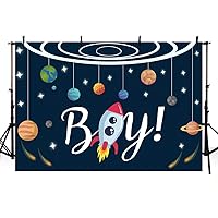 MEHOFOTO Space Baby Shower Photo Background Outer Space Solar System Planet Sprinkle Starry Sky Rocket It's A Boy Baby Shower Party Backdrops Banner for Photography 7x5ft