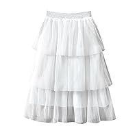 Summer Girl Half Skirt Three Seersucker Pleated Mesh Half Skirt Dress up Shoes for Little Girls