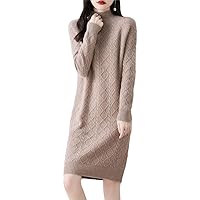 Sweater Thickened Dress Autumn and Winter Women's Striped Cable Flower Pencil Skirt