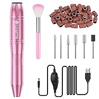 Electric Nail Drill,USB Electric Nail Drill Machine for Acrylic Nail Kit,Portable Electric Nail File Polishing Tool Manicure Pedicure Kit Efile Nail Supplies for Home Salon,Pink