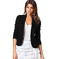 Women Office Work Blazer 3/4 Sleeve Blazers Notched Lapel Pocket Button Suit