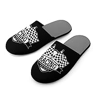 Checkered Flags Race Car Flag Men's Cotton Slippers Memory Foam Washable House Slip On Shoes