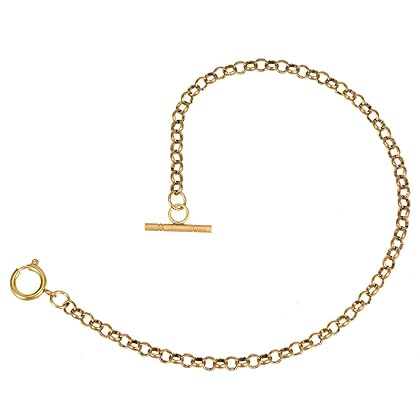 ManChDa Pocket Watch Albert Vest Chain with T Bar - Pure Copper Watch Chain Link 14 inch Golden Gorgeous