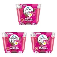 Candle Tropical Blossoms, Fragrance Candle Infused with Essential Oils, Air Freshener Candle, 3-Wick Candle, 6.8 Oz (Pack of 3)