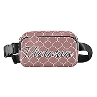 Custom Pink Plaid Tile Fanny Packs for Women Men Personalized Belt Bag with Adjustable Strap Customized Fashion Waist Packs Crossbody Bag Waist Pouch for Casual Workout