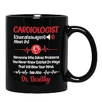 Personalized Choose Name Cardiologist Noun Ceramic Coffee Cup 11 Oz 15 Oz, Customized Cardiologist Definition Black Coffee Mugs, Cardiologist Definition Travel Mug Gift For Heart Doctor Heart Surgeon
