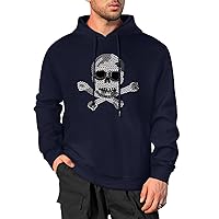 Men's Fashion Skull Hooded Sweatshirt Black Casual Coat Gift