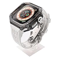 Transparent Watch Case Mod Kit，For Apple Watch 49mm，Fluororubber Watch Band，For iWatch 8 Series Ultra 49mm Silicone Sport Watch Strap