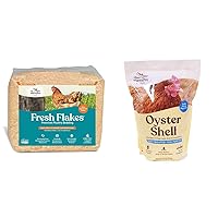 Manna Pro Fresh Flakes | Chicken Coop Bedding | Pine Shavings for Chicken Bedding | 4 Cubic Feet & Crushed Oyster Shell - Calcium Supplement for Laying Hens - Chicken Feed - 5 lbs