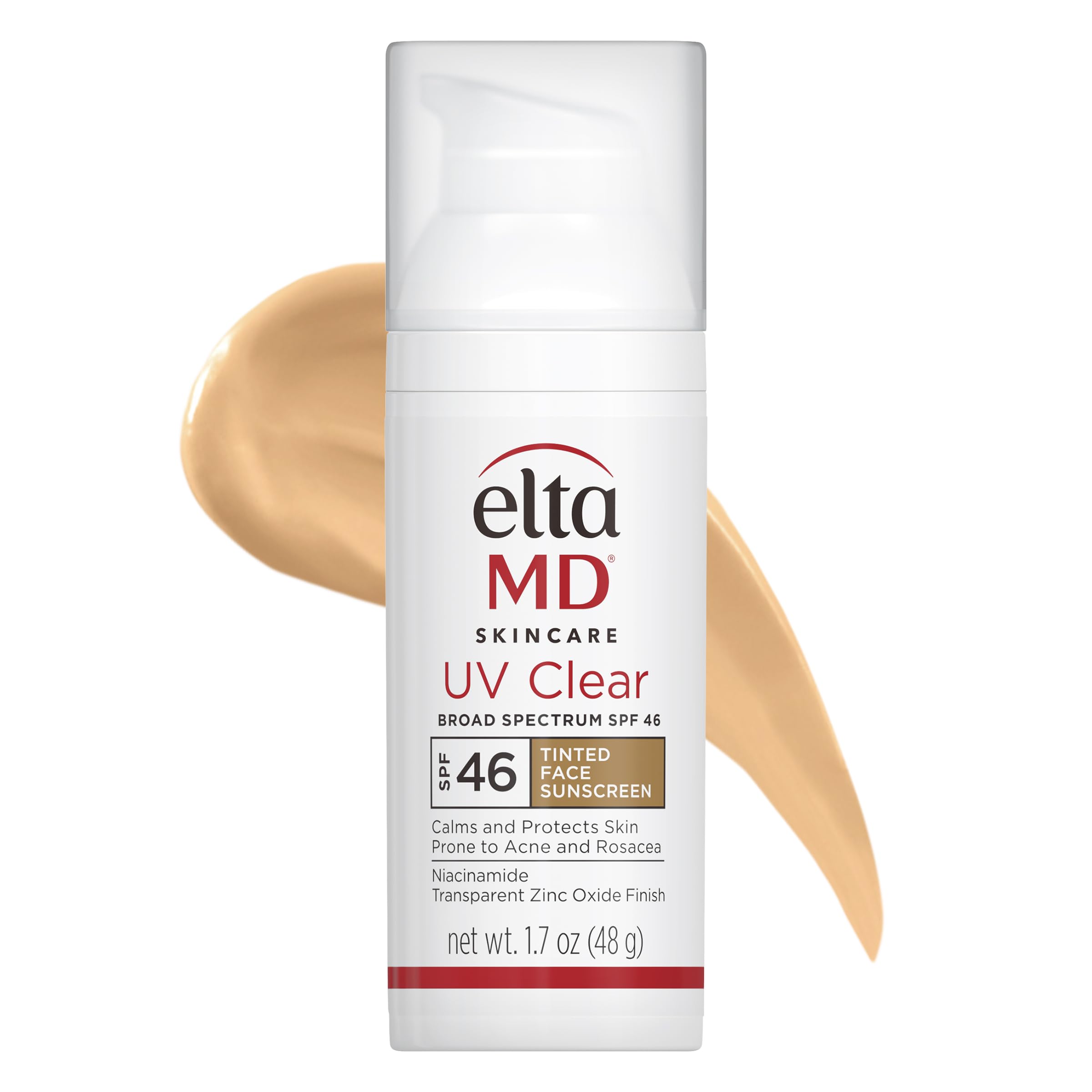 EltaMD UV Clear Tinted Face Sunscreen, SPF 46 Oil Free Sunscreen with Zinc Oxide, Protects and Calms Sensitive Skin and Acne-Prone Skin, Lightweight, Tinted, Dermatologist Recommended, 1.7 oz Pump