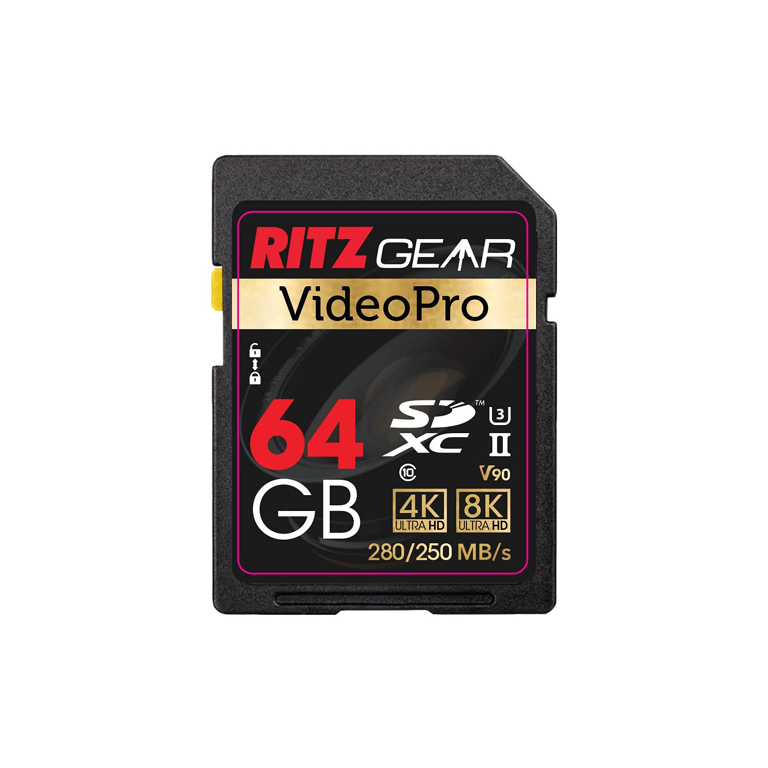 Ritz Gear 64GB High-Speed SDXC UHS-II SD Card, C10, U3, V90, Full-HD & 8K Memory Card for DSLR, Cinema-Quality Video Cameras