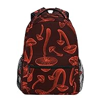 ALAZA Red Mushroom Dark Backpack for Women Men,Travel Trip Casual Daypack College Bookbag Laptop Bag Work Business Shoulder Bag Fit for 14 Inch Laptop