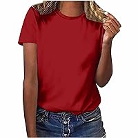 Women's Casual T-Shirts Round Neck Raglan Short Sleeve Athletic Workout Basic Tees Blouses Casual Loose Fit Tops