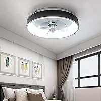Ceiling Fans with Lights Low Profile - Flush Mount Modern Ceiling Fans with Lights Remote - 19” Bladeless Ceiling Fans, Small Ceiling Fans for Bedroom, Living Room and Kitchen