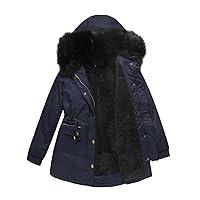 Women's Winter Parka Coat Thicken Fleece Lined Hooded Parkas Jacket Military Anoraks Outerwear with Faux Fur Hood