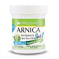 DERMALINE Arnica 3 in 1 Ointment, Eucalyptus, Tea Tree Oil, Vitamin E - Pain Relief from Soreness and Bruises