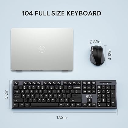 Wireless Keyboard and Mouse, UHURU Full-Size Wireless Mouse and Keyboard Combo with Mouse Pad, 2.4GHz USB Wireless Keyboard for Laptop, Computer, PC, Compatible with Mac, Windows XP/7/8/10
