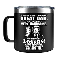 Fathers Day Dad Gifts from Daughter Son,Dad Gifts,Fathers Day Birthday Gifts for Dad Step Dad Father in Law Him Bonus Dad Daddy,Gift for Men Papa Grandpa Uncle Stepdad,14 oz Black Tumbler Mug