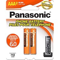 Panasonic HHR4DPA Genuine AAA NiMH Rechargeable Batteries for DECT Cordless Phones, 2 Pack,Orange