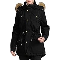 Women's Winter Warm Coat Hoodie Parkas Overcoat Fleece Outwear Jacket With Drawstring Solid Color Waterproof Raincoat
