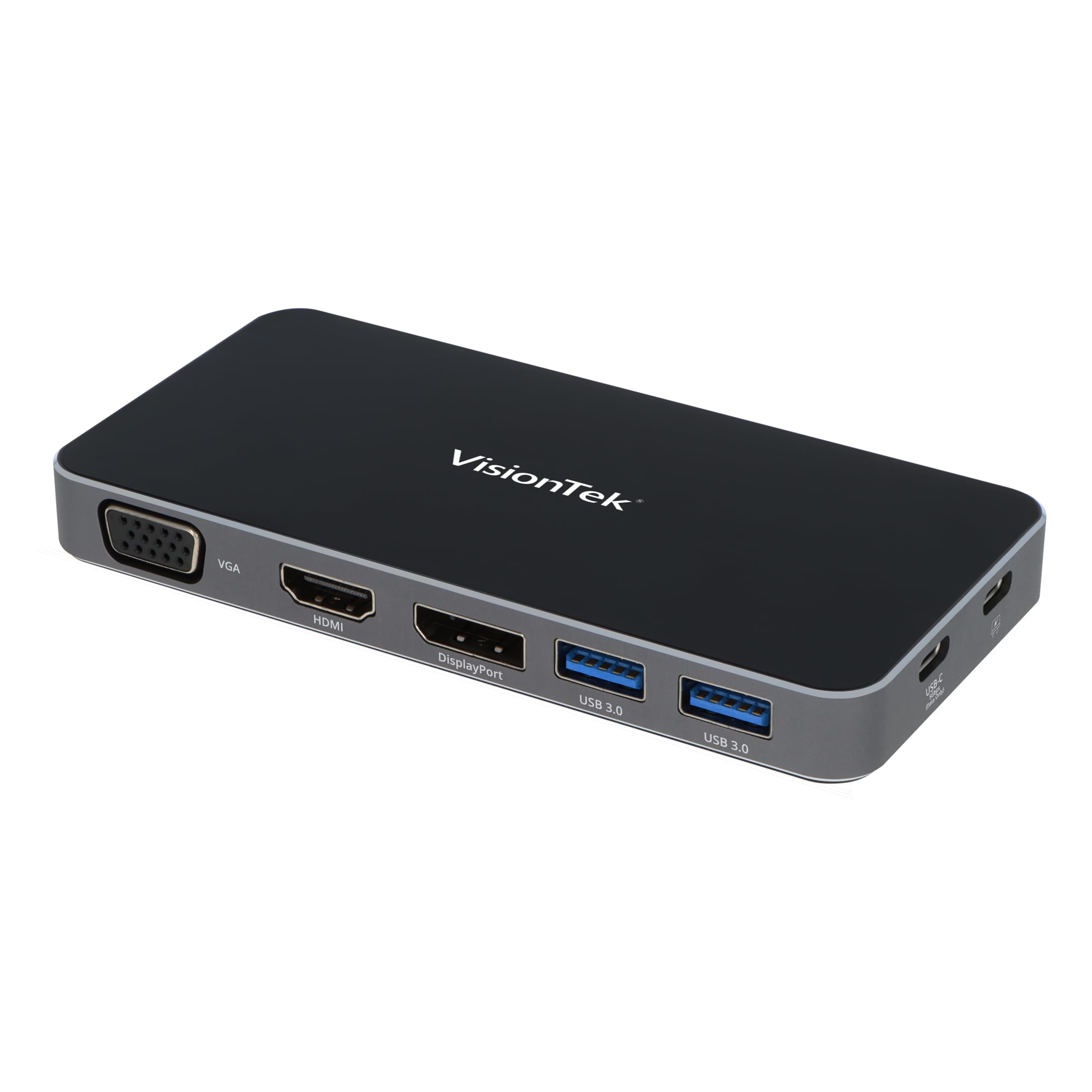 VisionTek VT210 Dual Display USB-C Docking Station with Power Passthrough – DP, HDMI, VGA, 2X USB-A, 1x USB-C for Windows, Mac, Chromebook, Ipad - 901525