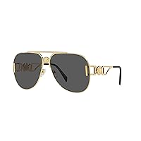 Versace Unisex Sunglasses Gold Frame, Dark Grey Lenses, 63MM