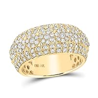 The Diamond Deal 14kt Yellow Gold Mens Round Diamond Luxury Lined Cluster Band Ring 2-1/4 Cttw