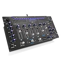 Pyle 6 Channel Mixer DJ Controller with Bluetooth, Professional Sound Digital Mixing System with LED Illumination, Slider Controls, Speed Control, 10 Band Equalizer 5U Rack Mount System