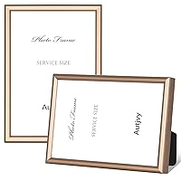 8x10 Picture Frame Gold - Brushed Brass Modern Simple Thin Aluminum Metal Photo Frame with HD Real Glass, Display for Tabletop and Wall Collage. (2 Pack)