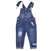 KIDSCOOL SPACE Baby Toddler 2 Buttons Adjustable Straps Fashion Jean Overall