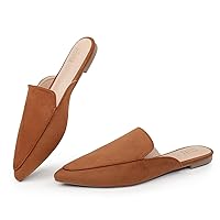 Hawkwell Women's Backless Slip on Slides Comfortable Loafer Shoes Flats Pointed Toe Mules