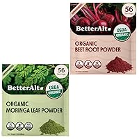 Organic Beet Root Powder & Organic Moringa Powder (8 oz Each), Superfood Combo for Better Health, Antioxidant Powerhouse, Nutrient Rich Supplements, Gluten-Free and Non- GMO