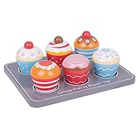 Bigjigs Toys Wooden Cupcakes Muffin Tray - Pretend Play Food