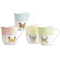773903 Butterfly Meadow 4-Piece Mug Set, Multicolor, 1.85 LB