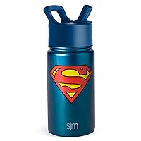 Simple Modern DC Comics Superman Kids Water Bottle with Straw Lid | Reusable Insulated Stainless Steel Cup for Boys, School | Summit Collection | 14oz, Superman