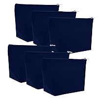 6-Pack Canvas Zipper Pouch, Navy Makeup Bag with Bottom, 9-1/2 x 5-1/2 x 3 Inches Bridesmaid Gift