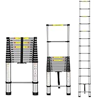 Telescoping Ladder, 12.5FT Aluminum Telescopic Extension Ladder with Non-Slip Feet, Multi-Purpose Collapsible Ladder for RV or Outdoor Work,330lbs Capacity