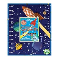 eeBoo: Outer Space Growth Chart, Measurements Come in Both Inches and Centimeters, 22 Different Stickers Included, Easily Hangs with Attached Gross Grain Ribbon
