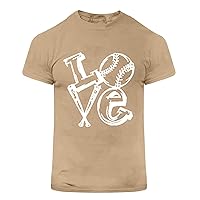 Mens Love Baseball Sport Tee Tops Summer Big and Tall Crewneck Basic Athletic Shirt Short Sleeve Funny Letter Graphic T-Shirt
