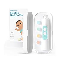 Electric Nail Buffer | Safe + Easy Baby Nail File, Baby Nail Clippers + Nail Trimmer Kit for Newborn, Toddler, Children's Fingernails/Toenails, 4 Buffer Pads, LED Light, Storage Case, White