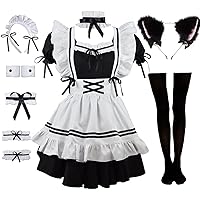 Sexy Maid Outfit Women Maid Cosplay Lingerie 5 Pack Lace Trim Mesh Thong  French Lingerie Costume Dress Set
