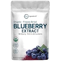 Organic Blueberry Extract Powder, 6oz | 100% Natural Fruit Powder | Freeze-Dried Wild Blueberries Source | No Sugar & Additives | Great Flavor for Drinks, Smoothie, & Beverages | Non-GMO & Vegan