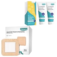 Dimora 2 Packs 6oz Hydrogel First Aid Ointment + Silicone Foam Dressing with Border 20 Pack Adhesive 4