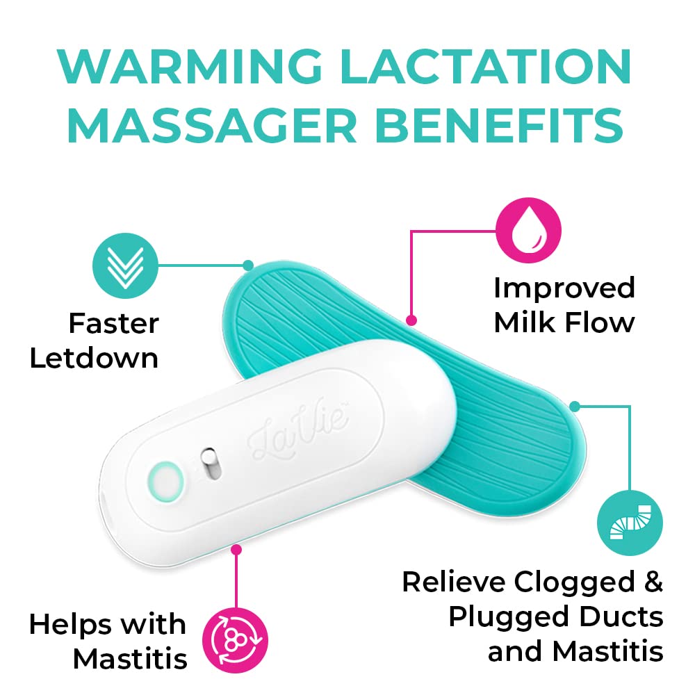 LaVie Warming Massagers 2-Pack (Pair) and Pump Strap Hands Free Pumping Bra Bundle, Massager and Breast Pump Bra Teal