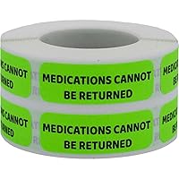 Medications Cannot Be Returned Medical Healthcare Labels, 0.5 x 1.5