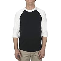 Men's 100% Cotton 3/4-Sleeve Raglan T-Shirt, Black/White, Small
