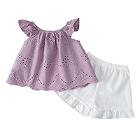 Athletic Girls Wear Toddler Girls Ruched Solid Tops Shorts Set Casual Clothes Outfits 2Y Baby Bodysuit 3 6 Month (Purple, 9 Months)