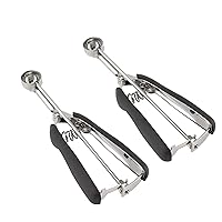 Small Cookie Scoop Set - 2 PCS Include 1 tsp / 2 tsp Cookie Dough Scoops, Cookies Scoops for Baking, Made of 18/8 Stainless Steel, Good Soft Grips, Quick Trigger Release