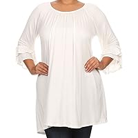 BNY Corner Women Plus Size Half Sleeve Solid Off Shoulder Casual Tunic Top Dress