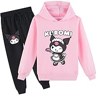 Kid Girls Hooded Sweatshirt and Jogger Pants Fall Cotton Soft Hoodie Teen 2 Pcs Casual Tracksuit Set